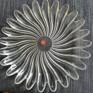 Vintage Waltherglas collection Germany Frosted Glass Petal Serving Dish